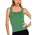 Zenana Seamless Tank Top Green Ruched Stone Washed Ribbed Sleevless Blouse