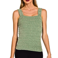 Zenana Seamless Tank Top Olive Green Winkle Stone Washed Ribbed Sleevless Blouse