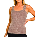 Zenana Seamless Tank Top Square Neck Washed Ribbed Knit Stretch Casual Blouse