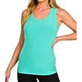 Zenana Sleeveless Tank Top Mint Green Ribbed Scoop Neck Basic Casual Blouse