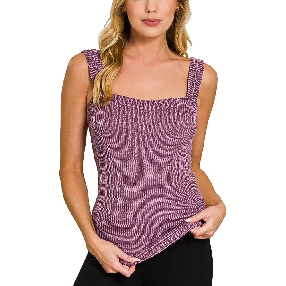 Zenana Sleeveless Tank Top Ribbed Square Neck Seamless Basic Blouse