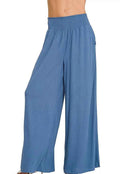Zenana Smocked Waistband Wide Leg Lounge Pants Women Palazzo Casual Pull-On