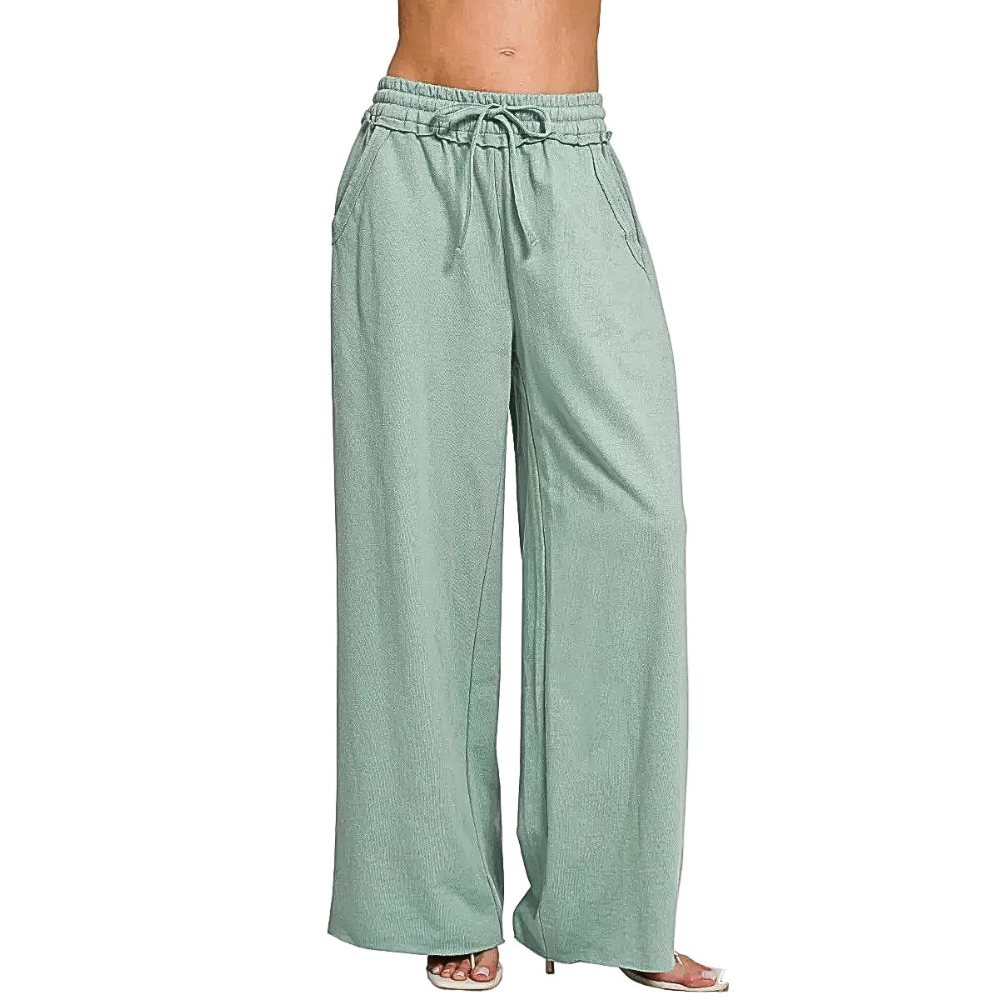 Zenana Sweatpants Wide Leg Cotton French Terry Lightweight Drawstring
