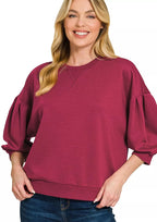 Zenana Sweatshirt Women Scuba Dolman Sleeve Casual Pullover Top Cozy - Styleinger