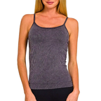 Zenana Tank Top Ribbed Seamless Black Stone-Washed Daily Comfort Cami Blouse