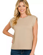 Zenana Viscose Sweater Vest Mocha Round Neck Women Knit Layering Casual Top - Styleinger