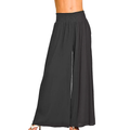 Zenana Wide Leg Loose Pants Elastic High Waist Smocked Black Casual Trousers