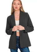 Zenana Women's Blazer Black Woven Long Sleeve With Lining BLACK Zenana_Women_s_Blazer_Black_Woven_Long_Sleeve_With_Lining Trendsi