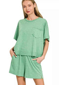 Zenana Exposed Seam Boxy Top & Shorts Set