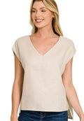 Zenana Linen V-Neck Sleeveless Top