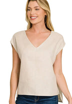 Zenana Linen V-Neck Sleeveless Top