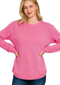 Zenana Women's Raised Rib Knit Top Fuchsia Round Neck Long Sleeve Plus Sizes FUCHSIA Zenana_Women_s_Raised_Rib_Knit_Top_Fuchsia_Round_Neck_Long_Sleeve_Plus_Sizes Trendsi