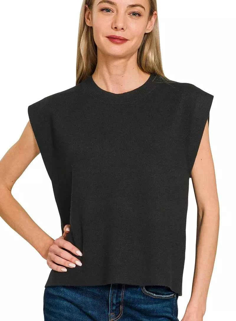 Zenana Round Neck Viscose Sweater Vest