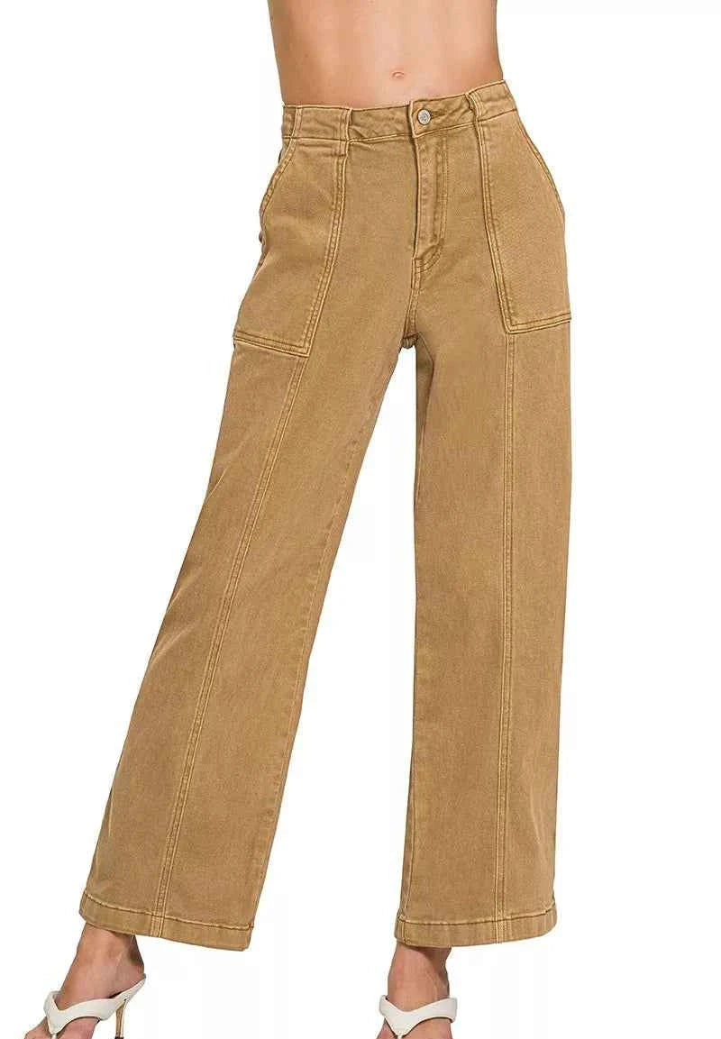 Zenana Straight Leg Utility Pocket Jeans