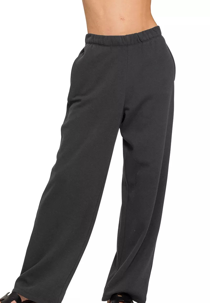 Zenana Womens Fleece Sweatpant Black Drawstring with Pockets BLACK Zenana_Womens_Fleece_Sweatpant_Black_Drawstring_with_Pockets Trendsi