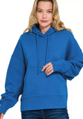 Zenana Womens Hoodie Oversized Fleece Classic Blue Kangaroo Pocket CLASSIC BLUE Zenana_Womens_Hoodie_Oversized_Fleece_Classic_Blue_Kangaroo_Pocket Trendsi