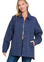 Zenana Womens Shackets Oversized Collared Neck Button Front Zenana_Womens_Shackets_Oversized_Collared_Neck_Button_Front Trendsi