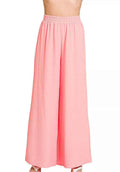 Zenana Woven Airflow Elastic Waistband Pants