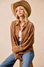 BiBi Corduroy Womens Shacket Camel Relaxed Fit with Back Pleat a020361bb6e8477ca176f38c1e47e1be-Max-Origin Trendsi
