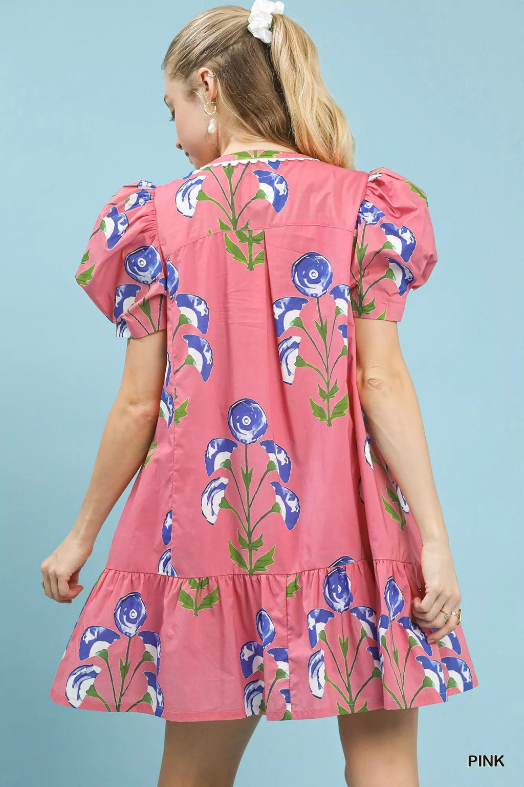 Umgee Floral Print Puff Sleeve Mini Dress with Scallop Trim a04ed993-7f0c-456b-8d81-fc5ded839ac0-Max-Origin Trendsi