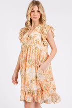 Mittoshop Mini Dress Orange Floral Chiffon Ruffle Short Sleeve a079f2ad317048999e5676ba7da48d65-Max-Origin Trendsi