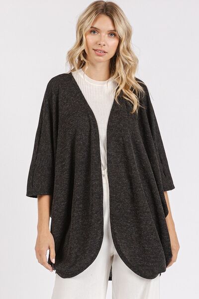 Mittoshop Cardigan Open Front Batwing 3/4 Sleeve Black Black a09ba4fb-6f6e-428a-94f6-b902b568c06e-Min Trendsi