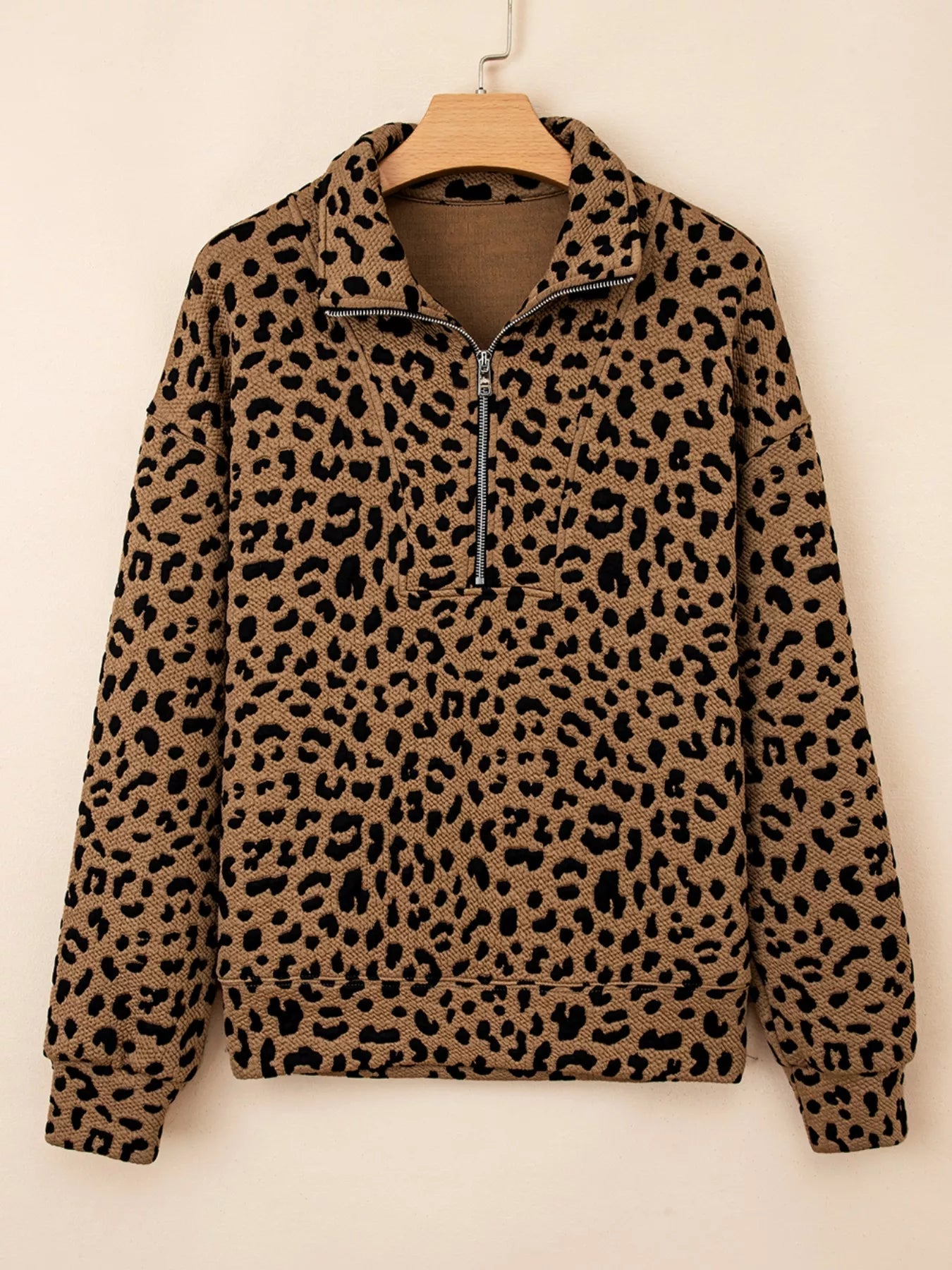 Womens Sweatshirt Leopard Print Quarter Zip Top a0aaec59-4a14-4567-8414-143ce34934a1-Max-Origin Trendsi