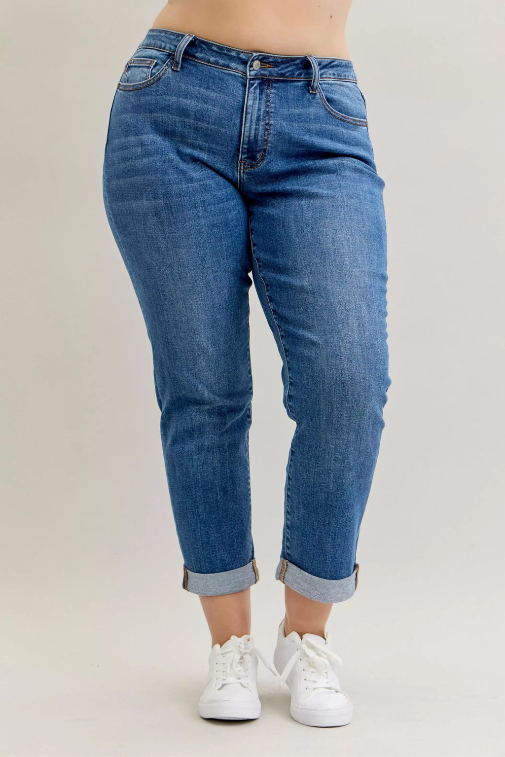 Judy Blue Jeans Mid Rise Boyfriend Classic Cuffed Plus Sizes Women's Denim a0abac76-8c9d-44aa-b7fe-0d66db7484fa-Max-Origin Trendsi
