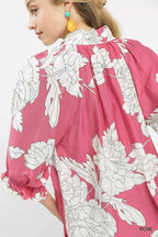 Umgee Womens Blouse Rose Peony Illustration Print Flounce Sleeve Top a0bae6d4-847f-4650-9d60-c77e847cd085-Max-Origin Trendsi
