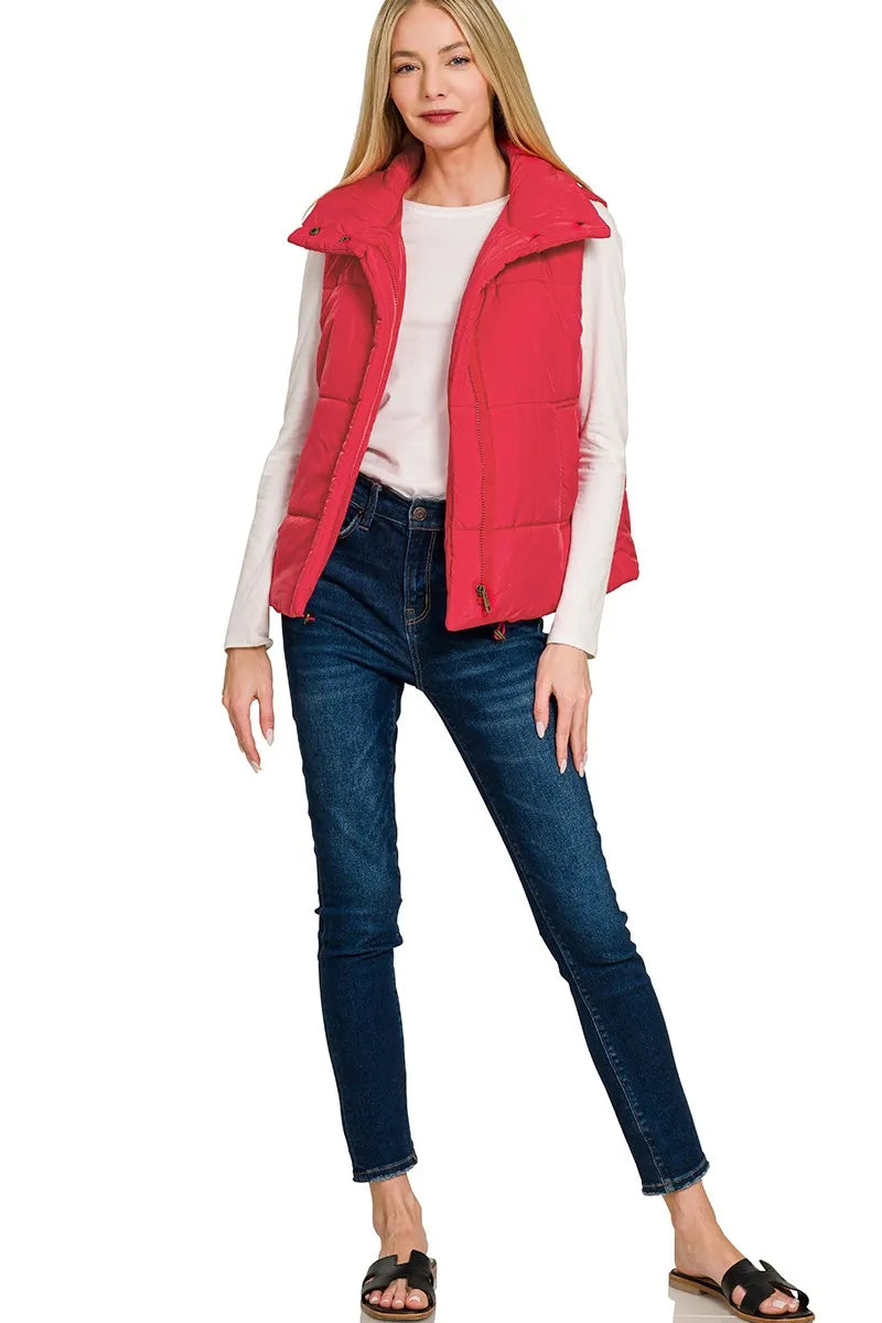 Zenana Womens Vest Red Quilted High Neck Zip-Up Coat a0bb7db253614914aca03c78ef5c64eb-Max-Origin Trendsi