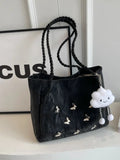 Butterfly Pattern Medium Tote Bag in PU Leather
