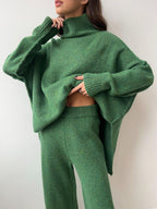 Outfit Set Women Knit Slit Turtleneck Sweater Long Sleeve and Pants 2 Pcs a0c88606-f99d-44e3-8e6c-ccda40cae34b-Max Trendsi