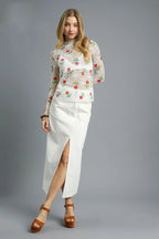 Umgee Blouse Mesh Floral White Mock Neck Long Sleeve Sheer Top a1079022-c5fc-4078-a242-629f96418528-Max-Origin Trendsi