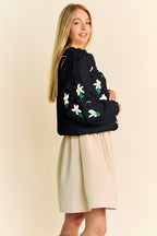 Davi & Dani USA Cardigan Black Floral Embroidery Button Down Sweater a1392768-f848-4ae4-8dc4-63eca7e540c6-Max Trendsi