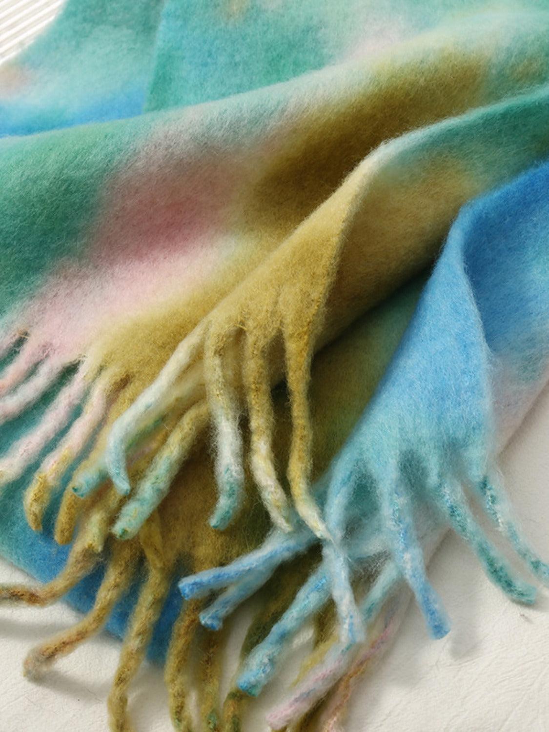 Fringe Scarf Colorful Tie-Dye Polyester Long Scarves a1509408-956c-496d-bf29-ddeb6089ab5c-Max Trendsi