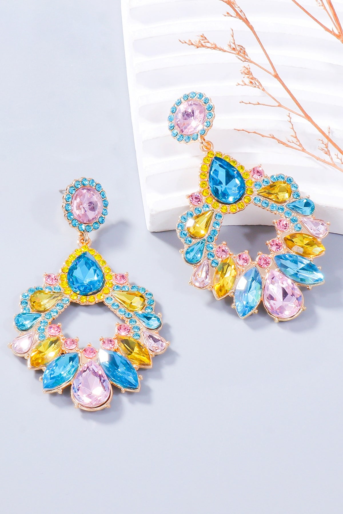 Dangle Earrings Alloy Rhinestone Teardrop Colorful Women Fashion Jewelry Multicolor One Size a15f1964-7b53-4f55-bcce-c7030dde4d08-Max Trendsi