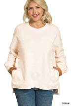 Zenana Womens Sweatshirts Fleece Cream Hi-low Boyfriend with Pockets S-3XL a17c580a-f9ce-4777-9d76-98622a7fbf31-Max-Origin Trendsi