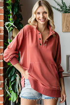 Sweatshirt US First Love Grommet Split Neck Kangaroo Pocket a1833bf2-987d-4c09-b374-c5f2a706e086-Max Trendsi