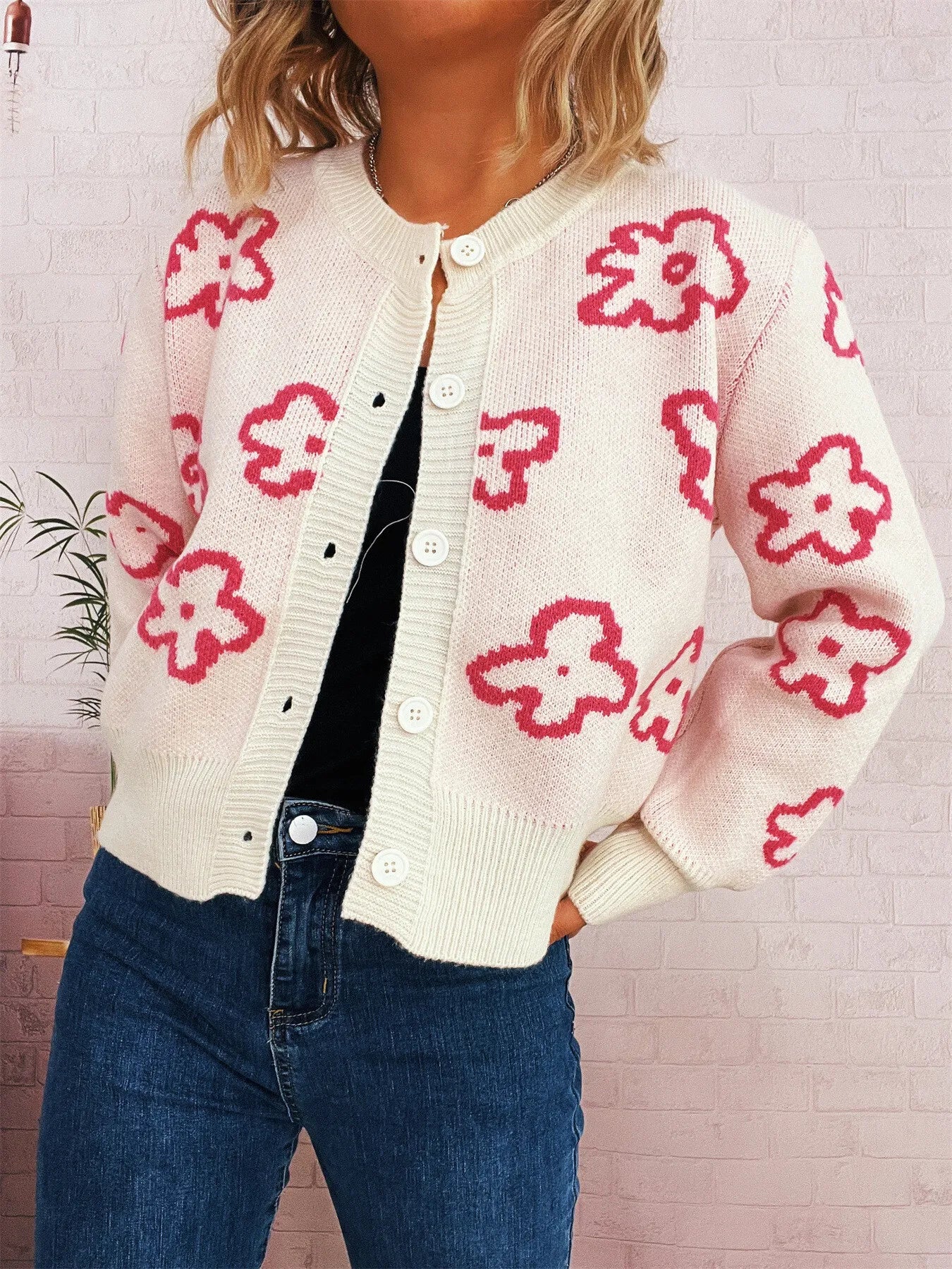 Women's Cardigan Floral Pattern Knit Button-Up Long Sleeve a1862dc0d16c40ecafaa8de46b95279e-Max-Origin Trendsi