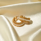 C-Hoop Earrings Stainless Steel Pearl Beaded 18K gold-plated Jewelry a1a723a4-41b0-43cb-be74-02117d551878-Max Trendsi