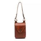 Cowhide Leather Crossbody Bag with Metal Clasp