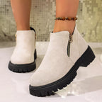 Women's Ankle Boots Faux Suede Round Toe Side Zip Mid Heels Shoes a1b0c84d3114480184e87009d7cc73d9-Max-Origin Trendsi