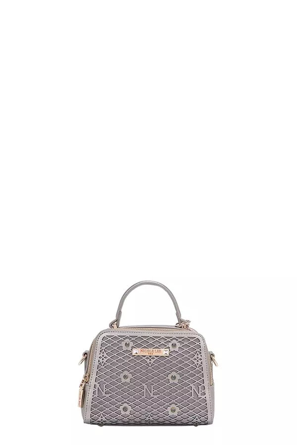Nicole Lee USA Handbag Vegan Leather Geometric Pattern Structured Tote Bag PEWTER One Size a1d0b6f128c840aa9c7d29bd1e6a1285-Max-Origin Trendsi