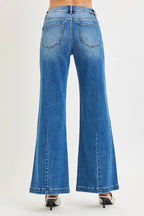 RISEN Womens Wide Leg Jeans Flared Look Mid Rise Medium Wash Denim Pants a1dd630f3e15470e8bd55dd5520fe300-Max-Origin Trendsi