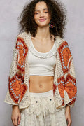 POL Crochet Cardigan Ivory Orange Open Front with Granny Square Pattern IVORY ORANGE One Size a1f3e9aa-83a5-4e17-bd0e-edca8498221d-Max-Origin Trendsi