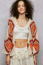 POL Crochet Cardigan Ivory Orange Open Front with Granny Square Pattern IVORY ORANGE One Size a1f3e9aa-83a5-4e17-bd0e-edca8498221d-Max-Origin Trendsi