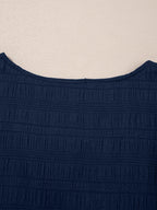 Women's Set Navy Textured Square Neck Top and Shirred High Waist Shorts 2 Pcs a1fc2a0156374ce4bc0452dff8d4f880-Max-Origin Trendsi