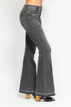 Judy Blue Gray Jeans Mid Rise Washed Release Hem Flare Tummy Control a1ff5f2ebde94fd5accf2a44114f86b5-Max-Origin Trendsi