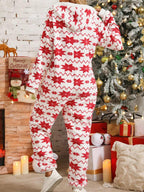 Fuzzy Loungewear Snowflake Geometric Half Zip Hooded Jumpsuit a2020911-32ae-4112-8f82-435e83bf7afd-Max Trendsi