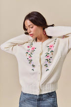 SO ME Women's Sweater Cardigan Floral Embroidered Coquette Ivory Cable-Knit a2074700b2cc44fca615f7237effd10e-Max-Origin Trendsi